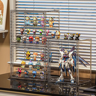 Xingyou blind box storage display rack fully transparent dustproof large capacity figure cabinet lego bubble mart display box transparent white-large