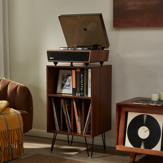 Arkrockethuygens huygens bluetooth vinyl record player retro lp record player gramophone record player audio living room ornaments birthday gift walnut wood grain color moving magnetic cartridge walnut color + sethio walnut color cabinet