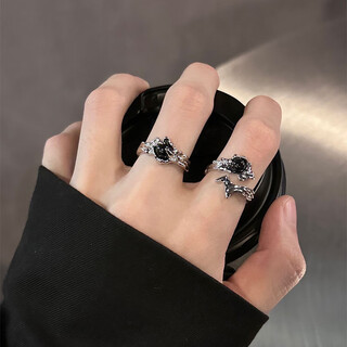 Mansheng original dark wind thorn ring men and women niche design texture couple ring high-end open ring gift two-piece ring set