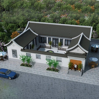 Ren yuanshu 306 chinese-style rural self-built house one-story house design house small villa with courtyard renderings courtyard design custom design deposit