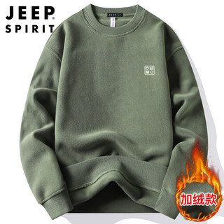 Jeep spirit jeep sweatshirt men's velvet warm winter long-sleeved t-shirt men's casual jacket men's velvet top