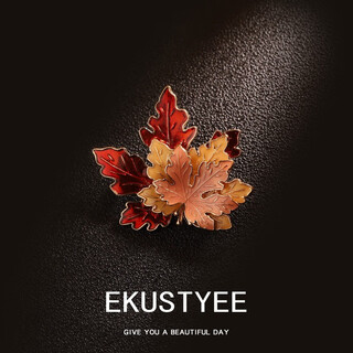 Ekustyee maple leaf retro brooch high-end ins trendy women personality temperament luxury creative diy accessories sweater suit brooch men three-layer maple leaf brooch