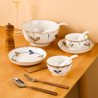 Kagawaya dish set household plate bowl set japanese underglaze color tableware complete set 10-head orchid pavilion preface