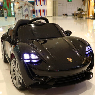 Aitong children's electric car four-wheel dual drive remote control car male and female baby charging stroller children's toy car can sit on top with grilled black + dual drive + bluetooth + pull rod + hard seat