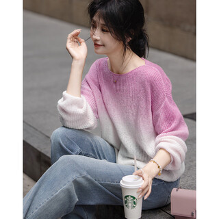 De mana tyndall outfit autumn and winter artistic gradient sheep wool sweater lazy hidden flesh knitted sweater women's top