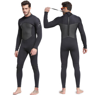 Dianou 2025 new men's winter swimming wetsuit thickened warm surfing suit snorkeling suit diving long-sleeved one-piece swimsuit sbt 1283 black 1.5mm 2xl