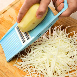 Tang dynasty vegetable cutting artifact, radish grating, slicing and grater, household multi-functional vegetable cutter, kitchen knife, potato shreds, blue six-piece set