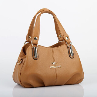 Kuqi kangaroo leather bag women's 2022 new mom bag soft leather portable shoulder khaki small size