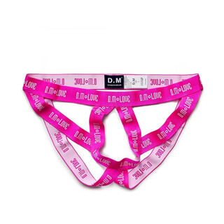 Dm men's thong with empty letters nylon low-waisted personalized hanging ring sexy underwear temptation free m90110jin jin equal to 0.5 kg rose red