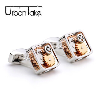 Urban take<the time comes> mechanical cufflinks men's fashion light luxury style high-end suit french shirt cuff buttons gift silver square style