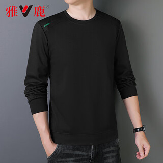Yalu sweatshirt men's spring and autumn new versatile casual round neck bottoming shirt plus velvet thickening loose long-sleeved t-shirt men's top 17990 black xl 110-130jin jin equals 0.5 kg