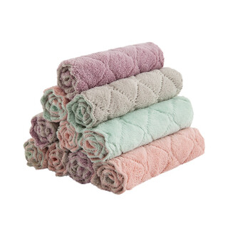 Jepoo thickened double-sided strong water-absorbent dishwashing rags, fish scale rags, not easy to shed, not easy to leave watermarks, not easy to stain oil, long double-sided 10 pieces*