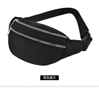 2023 new cross-border sports waist bag waterproof mobile phone bag korean style fashion waist bag large capacity waist bag black