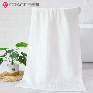 Jialiya baby bath towel baby pure cotton super soft absorbent bath gauze baby newborn towel supplies w0318 (white) stretch size 140*70cm