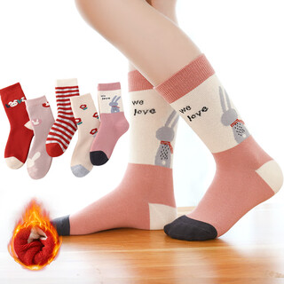 Six-fingered rat boneless suture ~ high-tube thickened girls and children's socks combed cotton autumn and winter terry mid-calf stockings