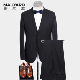 Mailyard/meierya suit spring and summer thin wool business men's black formal suit 411 black 175b /50b