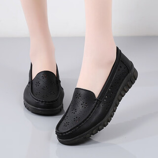 2023 spring and summer mom shoes soft soled casual fashion shoes comfort shoes middle-aged and elderly granny shoes anti-slip dancing shoes black 37