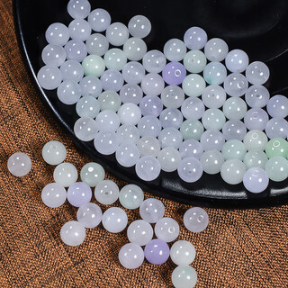 Jinran ice jade loose beads, natural light green bashan jade beads, semi-finished men's and women's bracelets and necklaces, 6mm selected 50 pieces