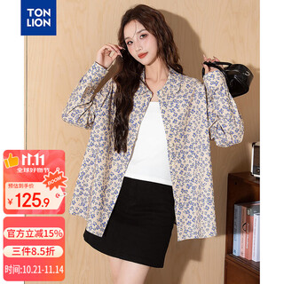Tonlion 2025 autumn women's lapel long sleeve printed shirt