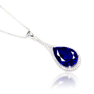 Anmi love double yingxi tanzanite necklace heart of the ocean pendant water drop sapphire 925 silver degree colorful jewelry single pendant without chain main stone 10*14mmdz36