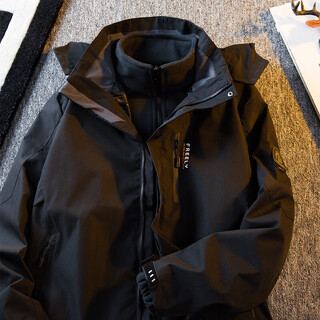 Cangshi yishu cangshi yishu trendy brand jacket jacket for men in autumn and winter plus velvet and thickened three-in-one detachable hooded jacket trendy black xl