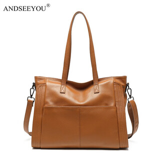 Andseeyou brand women's handbag new bag women's genuine leather tote bag crossbody women's bag large capacity handbag women's earthy yellow