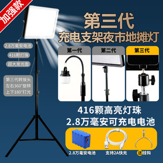 Zhenniu stall lamp night market lamp stall artifact camping lamp led emergency charging lighting street stall ultra-bright outdoor lamp recommended 2500w square 28,000 mah 30-130 hours long battery life + four levels of brightness + 2.2m thickened bracket