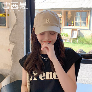 Xue qianman r letter soft top baseball cap for women korean style simple face-slimming versatile sports and leisure ins peaked cap for men and women