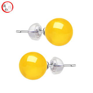 Drops of water turn into pearls. nanzhu family beeswax earrings, amber round beads, 925 silver earrings for girlfriend and mother, 7.0-8.0mm beeswax