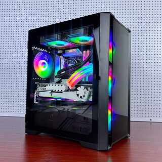 Wanjia juechen shadow computer chassis desktop (m-atx motherboard/glass side transparent panel/top 240 water cooling positions/8 fan positions/3 hard drive positions) shadow black + 4 yingcai fans