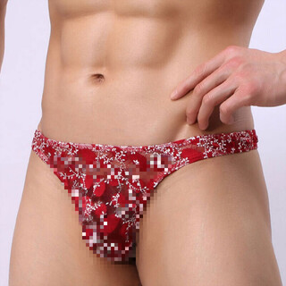 Men's lace underwear men's thong hollow breathable low waist sexy briefs youth underwear m red