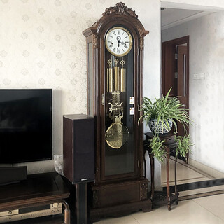 Hanshi (hense) chicken wing wood solid wood mechanical floor clock german imported movement large table clock living room villa luxury clock hg3082 chicken wing wood + german hemler 12-tone drawstring movement