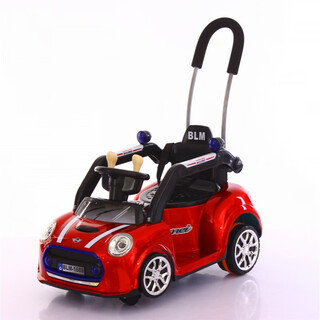 Mengyier children's electric car can sit on four-wheel swing stroller push remote control baby toy car car burgundy paint + 2.4 remote control + push handle