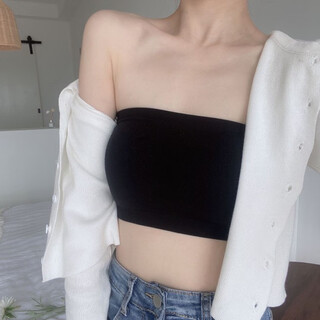 Tube bra women's summer thin anti-exposure strapless chest-wrapping one-shoulder short top with beautiful back black one size fits all 80-120 jin jin is equal to 0.5 kg