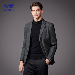 Romon woolen suit men's business wool formal suit jacket slim casual dad suit xf66 gray xl