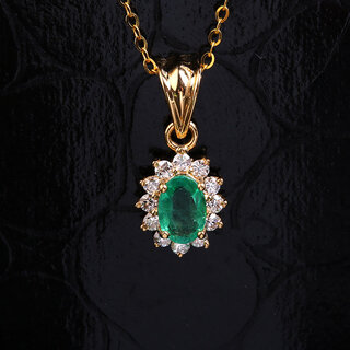 Libiao jewelry 0.5 carat emerald pendant for women 18 inlaid with diamond princess diana necklace ready-made single pendant