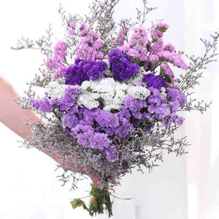 Aiman yunnan flowers dried flower bouquet forget-me-not lover grass combination starry gypsophila living room real flower arrangement home furnishings dark purple light purple pink white + grass approximately 30 pcs without basket