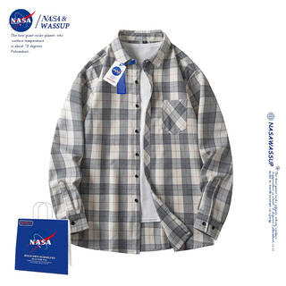 Nasawassup official fashion brand co-branded shirt jacket men's spring and autumn japanese plaid shirt trendy casual inner men's top white xl (recommended 115-130 jin jin equals 0.5 kg)