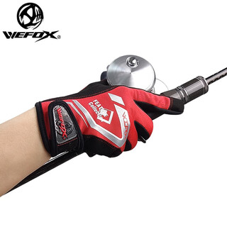 Wefox weihu fishing gloves sea fishing wear-resistant lures iron plate finger gloves outdoor riding full five-finger fishing gloves wcx-4012 black red m
