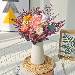 Preserved flowers natural real flowers air-dried light luxury dried bouquet reed dried flowers living room table decoration furnishings a971 (including bottle) dried flower bag