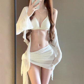 Xinnan 4-piece bikini swimsuit girl's three-point sexy pure desire fashion split seaside resort swimsuit for hot spring 4-piece bikini recommended 70-125 jin jin equals 0.5 kg