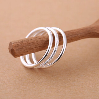 Muyou 999 solid silver ring for men and women, solid ring silver closed mouth silver jewelry, a birthday gift for your best friend and girlfriend, three lives and three generations model, size 8-25 (three) rings, please leave a message for the number.