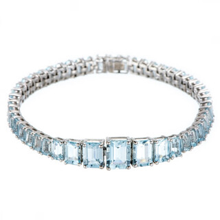 Xuan song noble square aquamarine 925 silver bracelet female palace elegant gemstone bracelet big birthday holiday gift day holiday gift