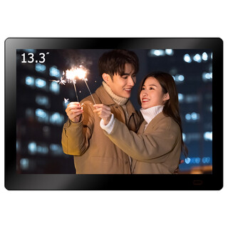 Lexlia 13.3-inch ips high resolution 1920*1080 full-viewing hd digital photo frame, home electronic photo album stand, commercial display, 13.3-inch black tempered glass, free 32g usb flash drive