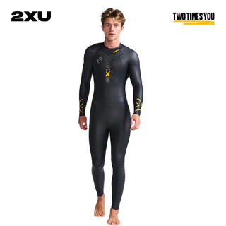 2xu propel series p 1 coldproof swimsuit men's wet suit thickened one-piece professional training warm winter swimming wet suit black/citrus l
