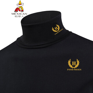 Scarecrow winter men's turtleneck bottoming shirt men's velvet thickened long-sleeved t-shirt pure cotton slim trend top turtleneck black wheat ear s