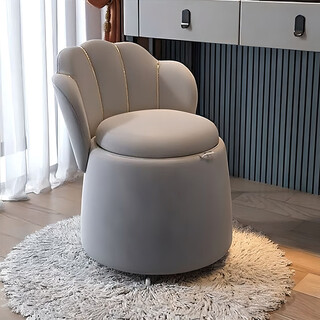 Tinshi can store high-end makeup stool chair, bedroom dressing stool, master bedroom dressing table stool, home storage makeup chair with pulley, storage begonia chair classic gray