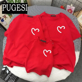 2021 new trendy parent-child clothes for a family of three and four t-shirts mother and daughter clothes spring and summer clothes fashionable cotton short sleeves n761 red 2xl