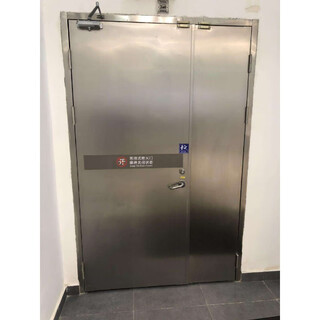 奇立彩防火门厂家直销可定制甲乙级304不锈钢玻璃防火门钢制通道逃生门 浅灰色