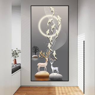 Dincmei dingchuangmei entrance decorative painting self-adhesive mural paper modern simple light luxury entry living room corridor aisle wall sticker 3d three-dimensional fulu xiangyu width 80cm-height 160cm print border